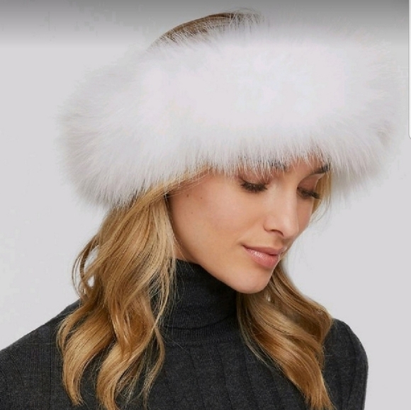 Winter White Fur Headband Fur Headwrap Ear Warmers Mink Hat Ski Wear - Picture 11 of 11